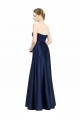 Sleeveless Dark Navy Low Back A-Line Sweetheart Black Tie Evening Dress