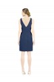 Sleeveless Dark Navy Open Back A-Line V-Neck Evening Dress