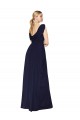 Sleeveless Dark Navy A-Line V-Neck Formal Evening Dress