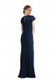 Cap Sleeves Dark Navy Keyhole Back Trumpet Off the Shoulder Formal Evening Dress