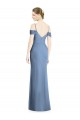 Cold Shoulder Dusty Blue Open Back A-Line Off the Shoulder Formal Evening Dress