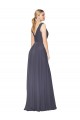 Sleeveless Dusty Blue V-Back A-Line V-Neck Formal Evening Dress