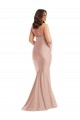 Sleeveless Dusty Pink Open Back Mermaid Halter Neck Formal Plus Size Evening Dress