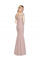 Sleeveless Dusty Pink Criss Cross Back Trumpet Off the Shoulder Semi Formal Evening Dress