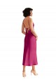 Sleeveless Fuchsia Low Back A-Line V-Neck Formal Evening Dress