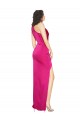 Sleeveless Fuchsia Sheath Silky Satin One Shoulder Formal Evening Dress