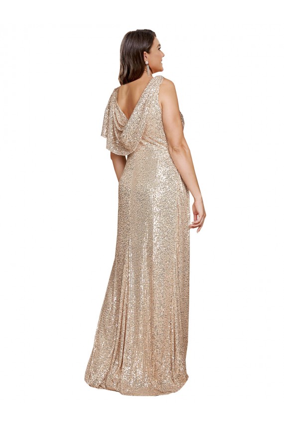 Sleeveless Gold A-Line V-Neck Black Tie Plus Size Evening Dress