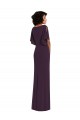 Split Sleeves Grape Sheath V-Neck Formal Evening Dress