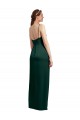 Sleeveless Hunter Low Back Column Spaghetti Straps Formal Evening Dress