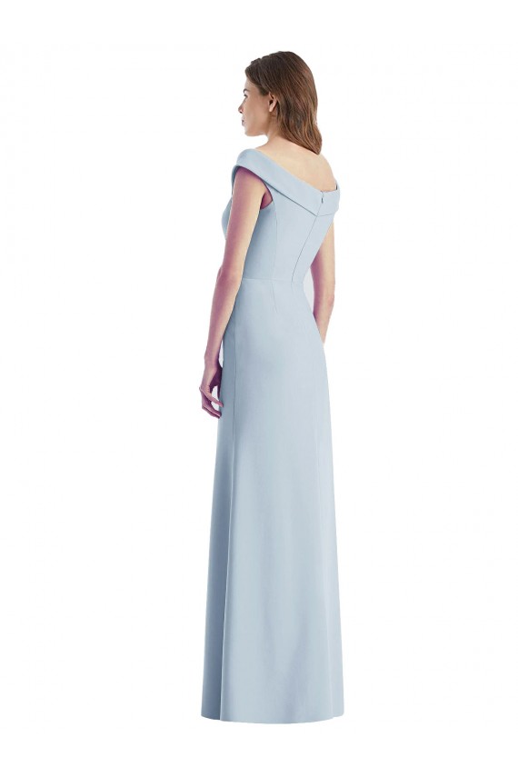 Sleeveless Light Sky Blue A-Line Off the Shoulder Black Tie Evening Dress