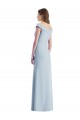 Sleeveless Light Sky Blue A-Line Off the Shoulder Black Tie Evening Dress