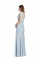 Cap Sleeves Light Sky Blue Open Back Trumpet Bateau Neck Formal Dress