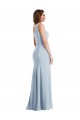 Sleeveless Light Sky Blue Trumpet One Shoulder Formal Evening Dress