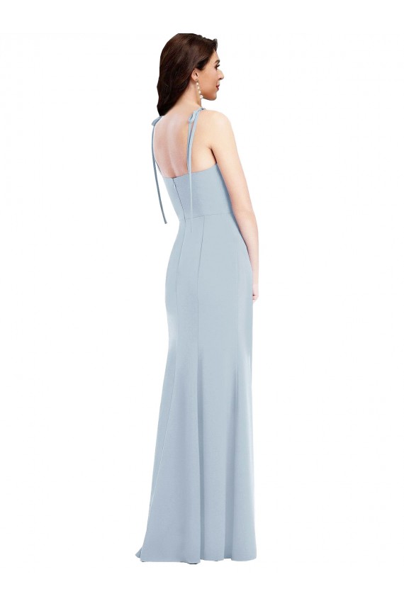 Sleeveless Light Sky Blue Low Back Trumpet Strapless Evening Dress