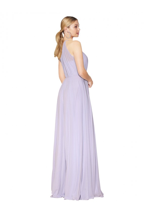 Sleeveless Lilac A-Line Halter Neck Formal Evening Dress