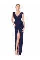 Sleeveless Dark Navy V-Back Mermaid V-Neck Formal Evening Dress