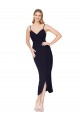 Sleeveless Dark Navy V-Back Mermaid Spaghetti Straps Formal Dress