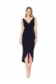 Sleeveless Dark Navy Mermaid V-Neck High Low Evening Dress