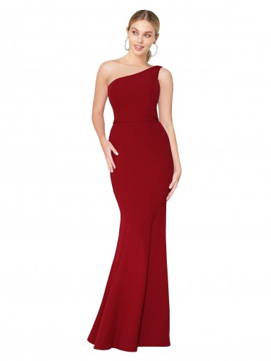 Sleeveless Burgundy Mermaid One Shoulder Formal Evening Dress UK Factory