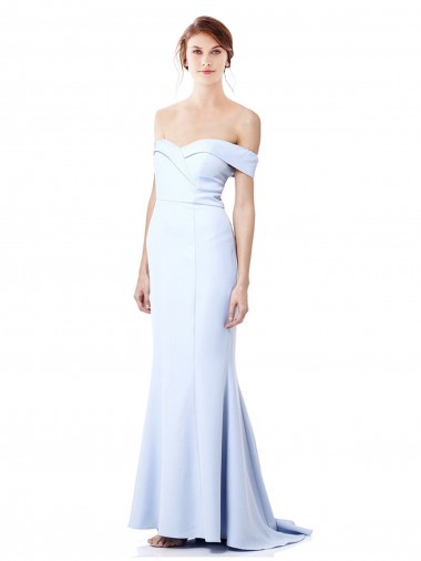 Sleeveless Light Sky Blue Mermaid Off the Shoulder Formal Dress UK Factory