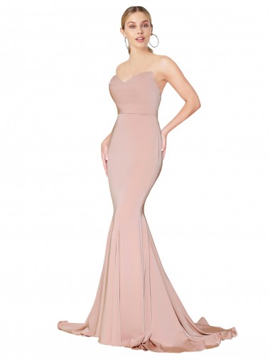 Sleeveless Mauve Low Back Mermaid Sweetheart Formal Dress UK Factory