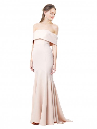 Sleeveless Nude Mermaid Off the Shoulder Formal Evening Dress UK Factory