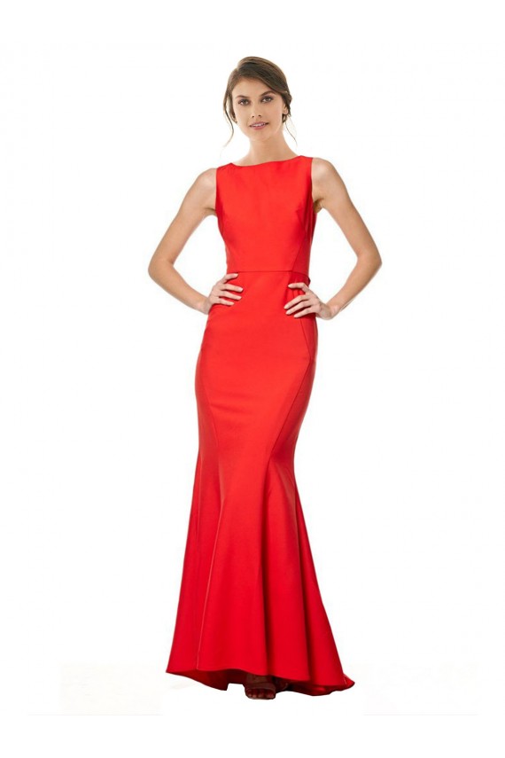 Sleeveless Red Open Back Mermaid Halter Neck Evening Dress