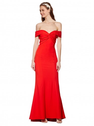 Sleeveless Red Mermaid Off the Shoulder Evening Dress UK Factory