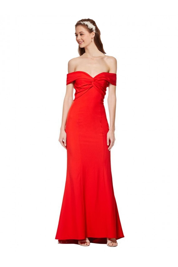 Sleeveless Red Mermaid Off the Shoulder Evening Dress