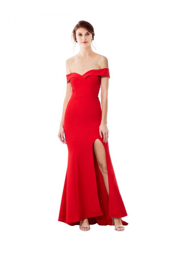 Sleeveless Red Mermaid Off the Shoulder Formal Evening Dress