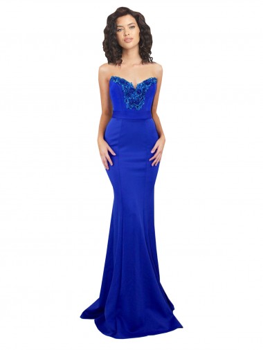 Sleeveless Royal Blue Low Back Mermaid Sweetheart Formal Evening Dress UK Factory