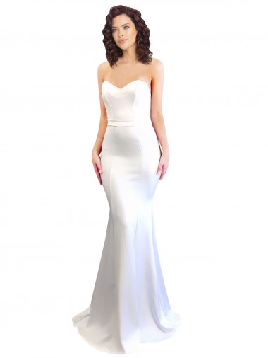 Sleeveless White Low Back Mermaid Sweetheart Formal Evening Dress UK Factory