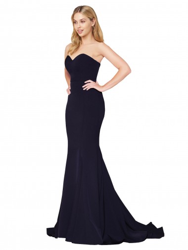 Sleeveless Dark Navy Mermaid Sweetheart Formal Evening Dress UK Factory