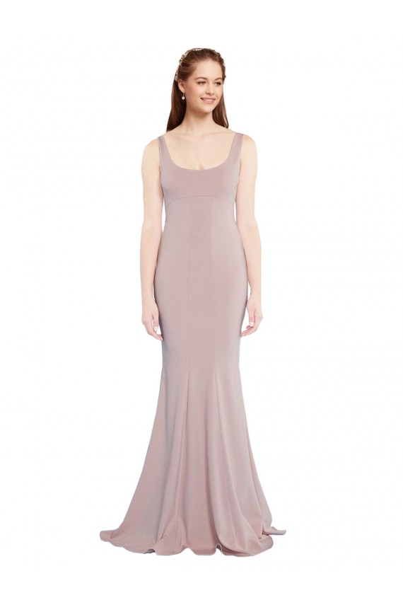 Cap Sleeves Dusty Pink Mermaid Scoop Neck Formal Evening Dress