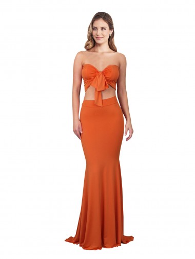 Sleeveless Orange Mermaid Strapless Formal Evening Dress UK Factory