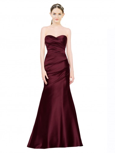 Sleeveless Burgundy Low Back Mermaid Sweetheart Formal Evening Dress UK Factory