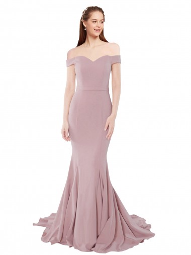 Sleeveless Dusty Pink Mermaid Off the Shoulder Evening Dress UK Factory