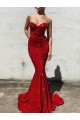 Sleeveless Burgundy Mermaid Sweetheart Evening Dress