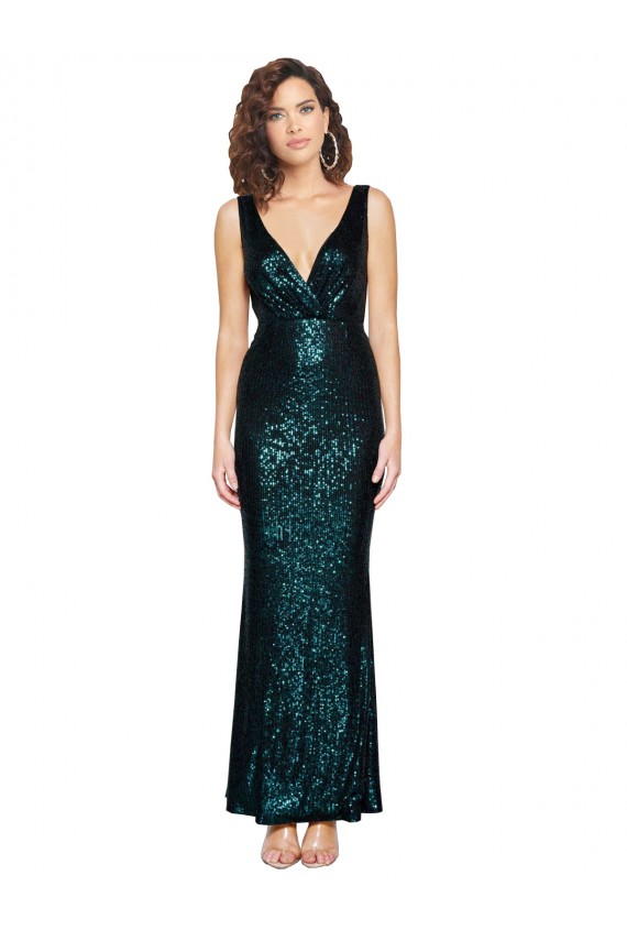 Sleeveless Dark Green Mermaid V-Neck Evening Dress