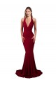 Sleeveless Burgundy Open Back Mermaid Halter Neck Formal Evening Dress