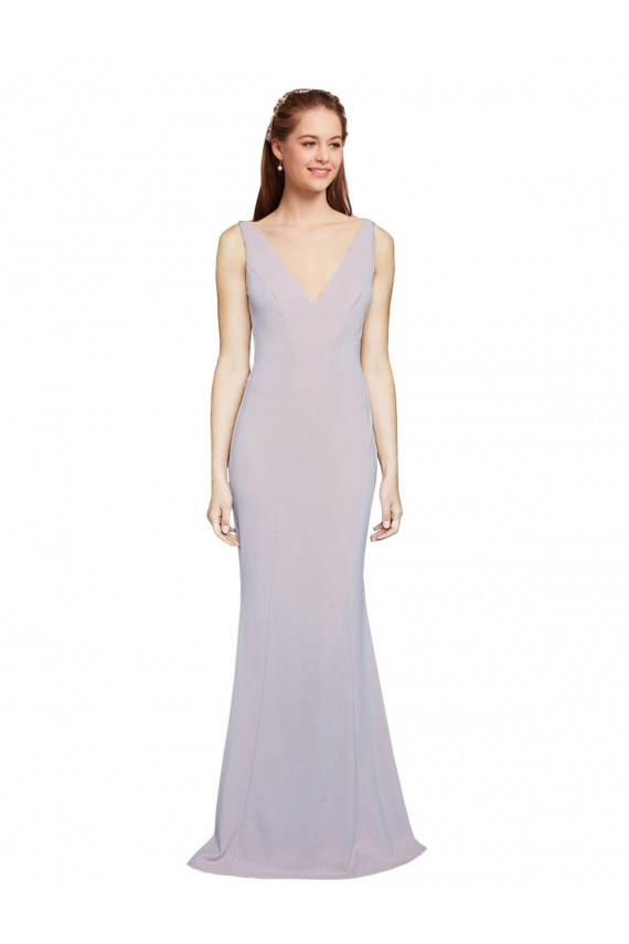 Sleeveless Arctic Lilac Keyhole Back Mermaid V-Neck Formal Evening Dress