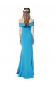 Sleeveless Peacock Blue Sheath Off the Shoulder Formal Dress