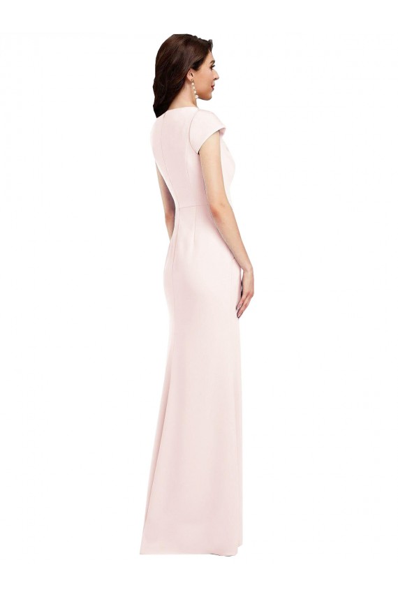 Cap Sleeves Pink A-Line V-Neck Formal Evening Dress