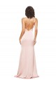 Sleeveless Pink Low Back Sheath Silky Satin One Shoulder Formal Evening Dress