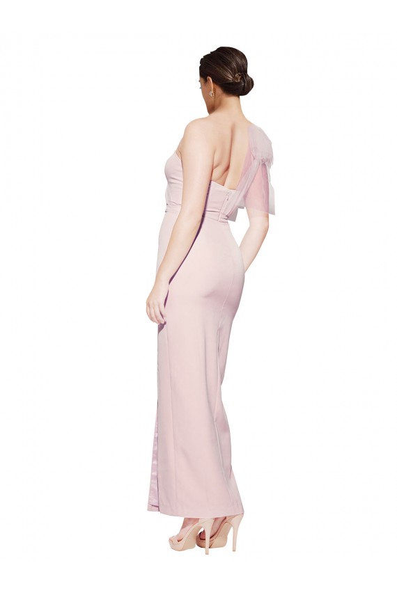 Sleeveless Pink Low Back Sheath One Shoulder Formal Evening Dress