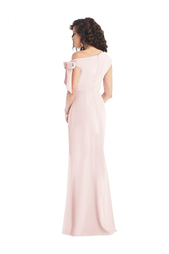 Cap Sleeves Pink Trumpet Off the Shoulder Formal Evening Dress