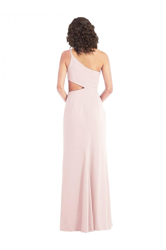 Sleeveless Pink Trumpet One Shoulder Formal Evening Dress