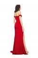 Sleeveless Red A-Line Silky Satin Off the Shoulder Formal Evening Dress