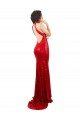 Sleeveless Red Open Back Mermaid Halter Neck Formal Evening Gown