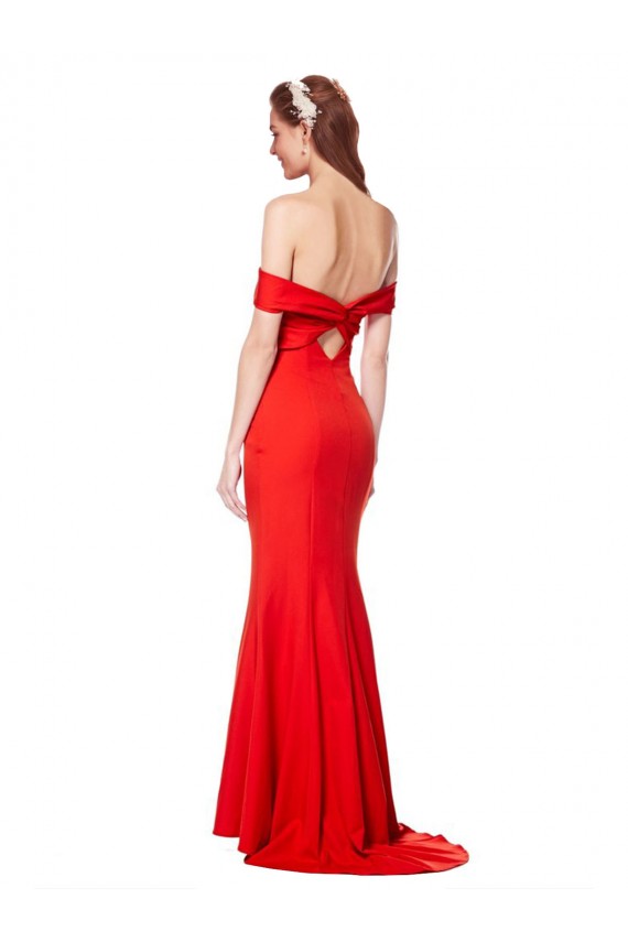 Sleeveless Red Mermaid Off the Shoulder Evening Dress